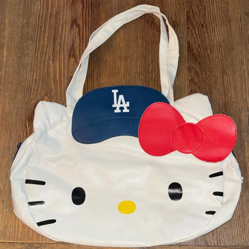 Hello Kitty White and Red Dodgers Tote Bag MLB - Picture 1 of 13
